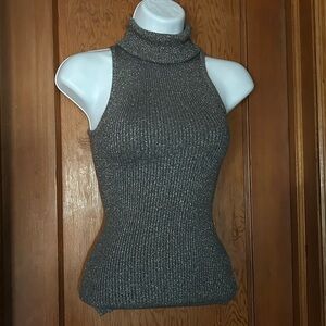 Bebe Gray Sleeveless Turtleneck Sweater